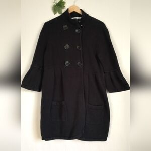 Y2K 90's 2000's Sweater Jacket Cardigan 3 1/4 Bell Sleeve Navy Cottagecore L